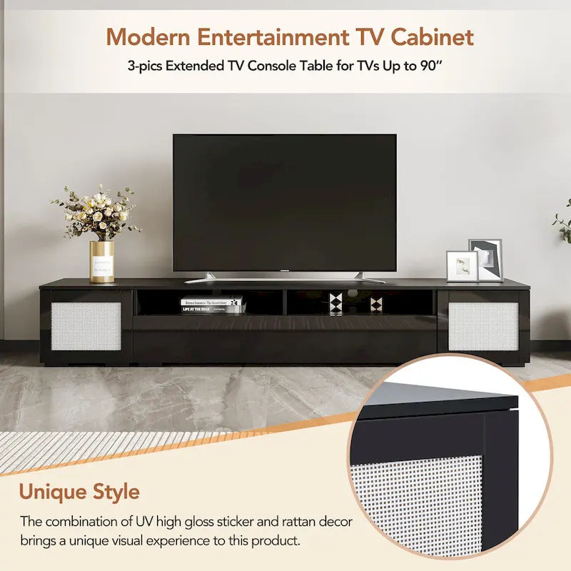 Mobile TV da 82,6" con ante apribili a pressione e luci LED per TV fino a 90"