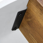 Tavolino rotondo da caffè con gambe rettangolari, diametro 84,8 cm, piano in MDF bianco