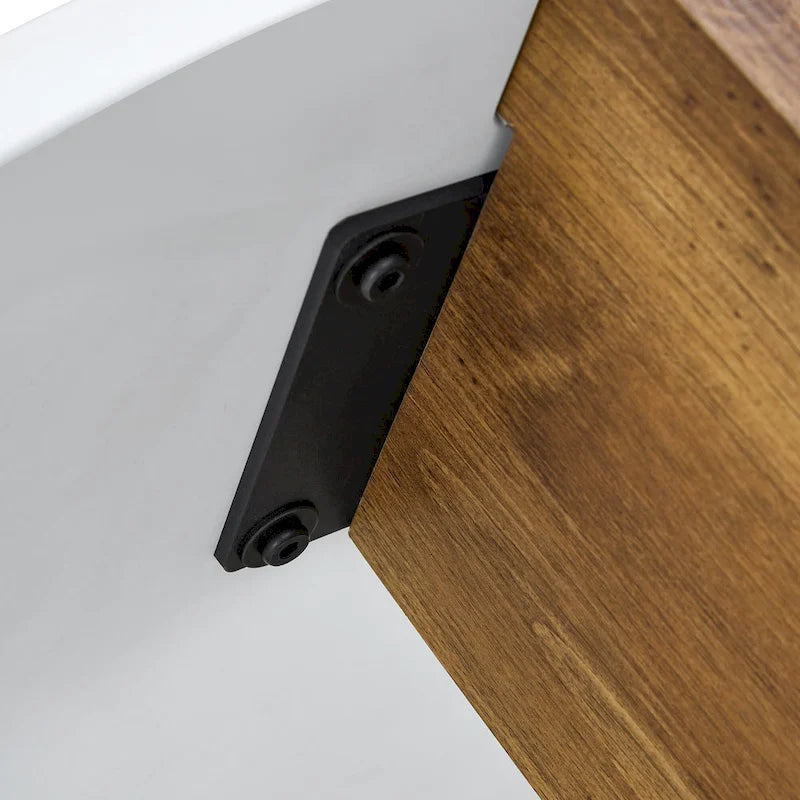 Tavolino rotondo da caffè con gambe rettangolari, diametro 84,8 cm, piano in MDF bianco
