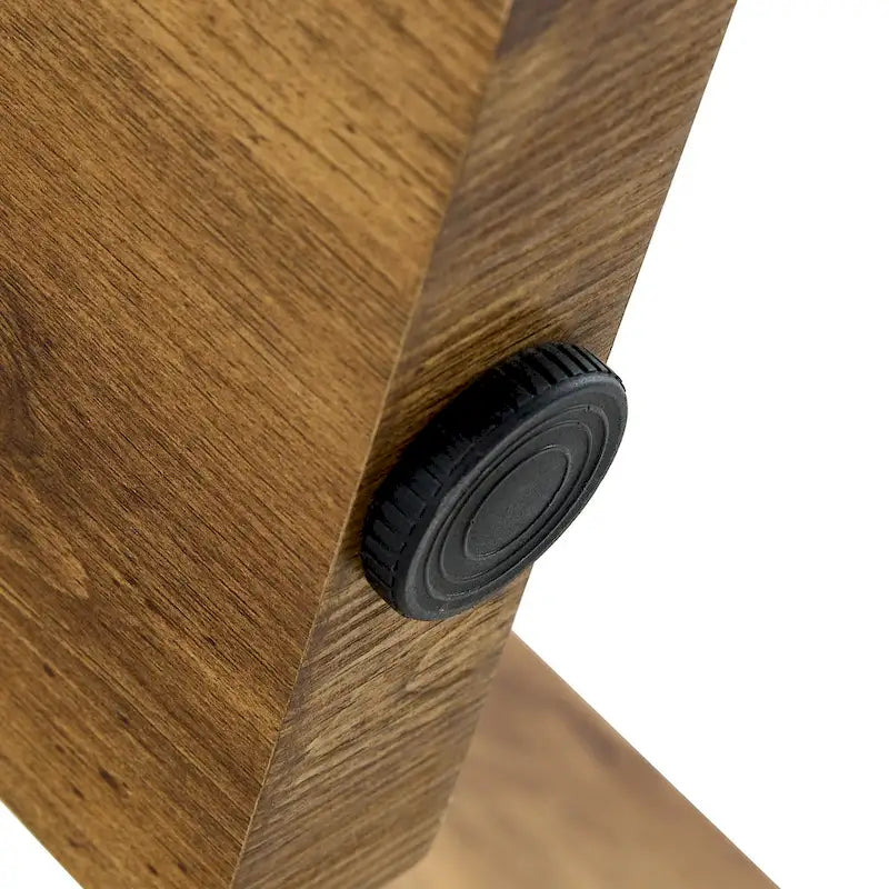 Tavolino rotondo da caffè con gambe rettangolari, diametro 84,8 cm, piano in MDF bianco