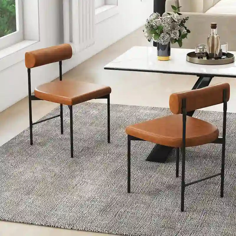 Set di 2 sedie da pranzo in similpelle, imbottite, per cucina