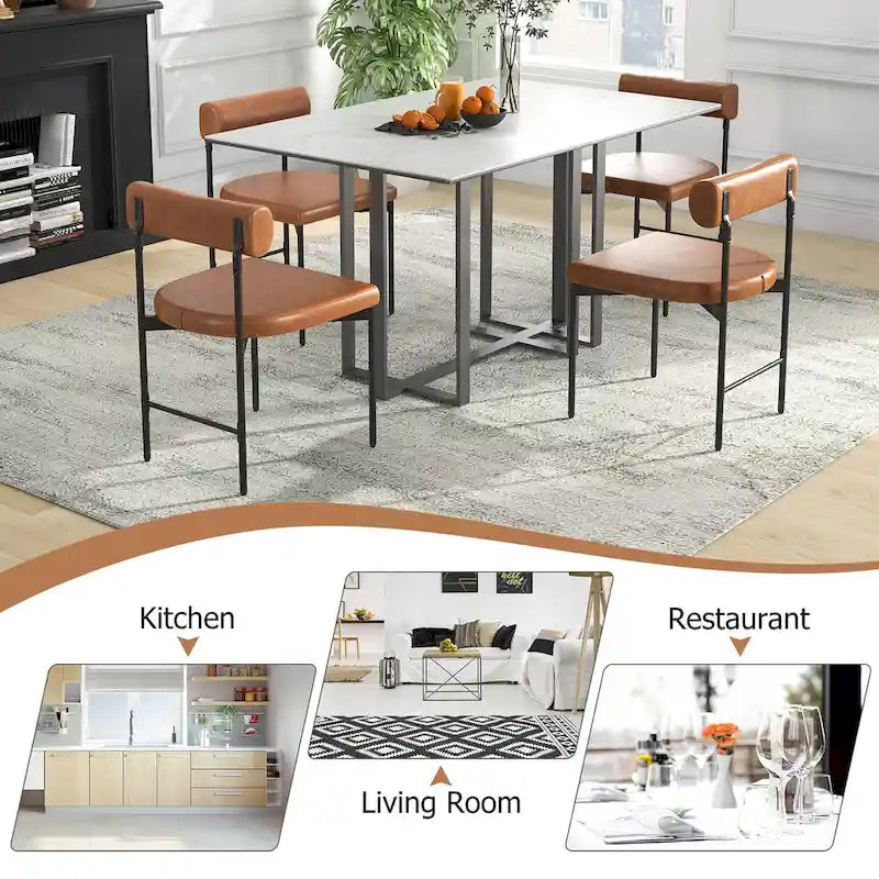 Set di 2 sedie da pranzo in similpelle, imbottite, per cucina