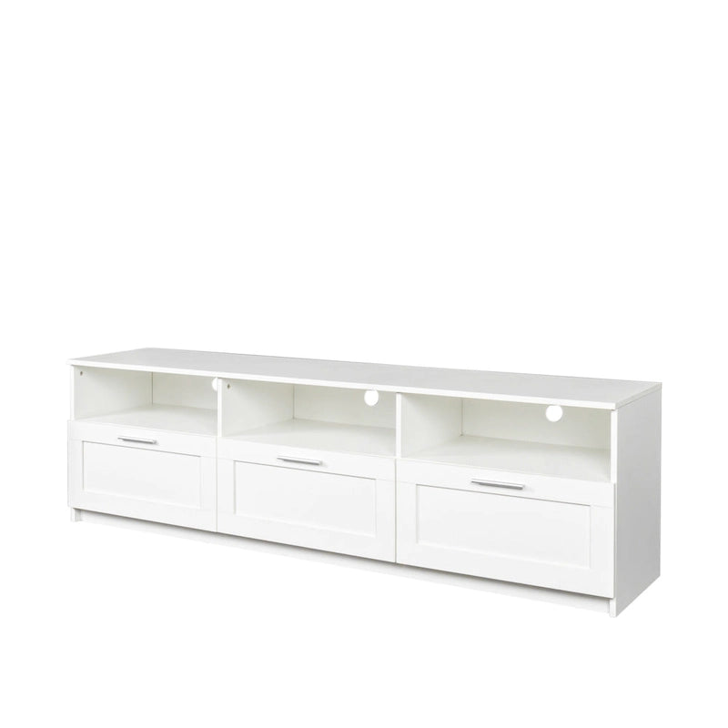 Mobile TV Bianco 178 cm con Vano a Giorno e Cassetti