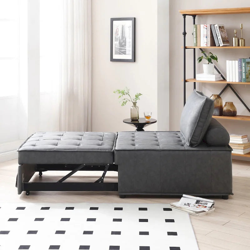 Divano letto estraibile in ecopelle da 39" con schienale regolabile e cuscino