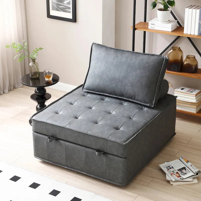 Divano letto estraibile in ecopelle da 39" con schienale regolabile e cuscino