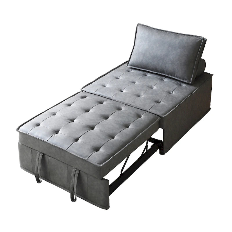 Divano letto estraibile in ecopelle da 39" con schienale regolabile e cuscino