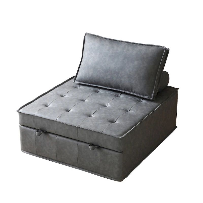 Divano letto estraibile in ecopelle da 39" con schienale regolabile e cuscino