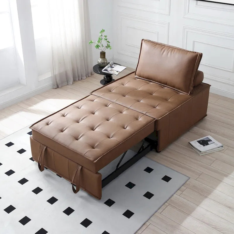Divano letto estraibile in ecopelle da 39" con schienale regolabile e cuscino