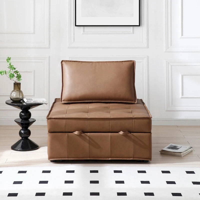 Divano letto estraibile in ecopelle da 39" con schienale regolabile e cuscino