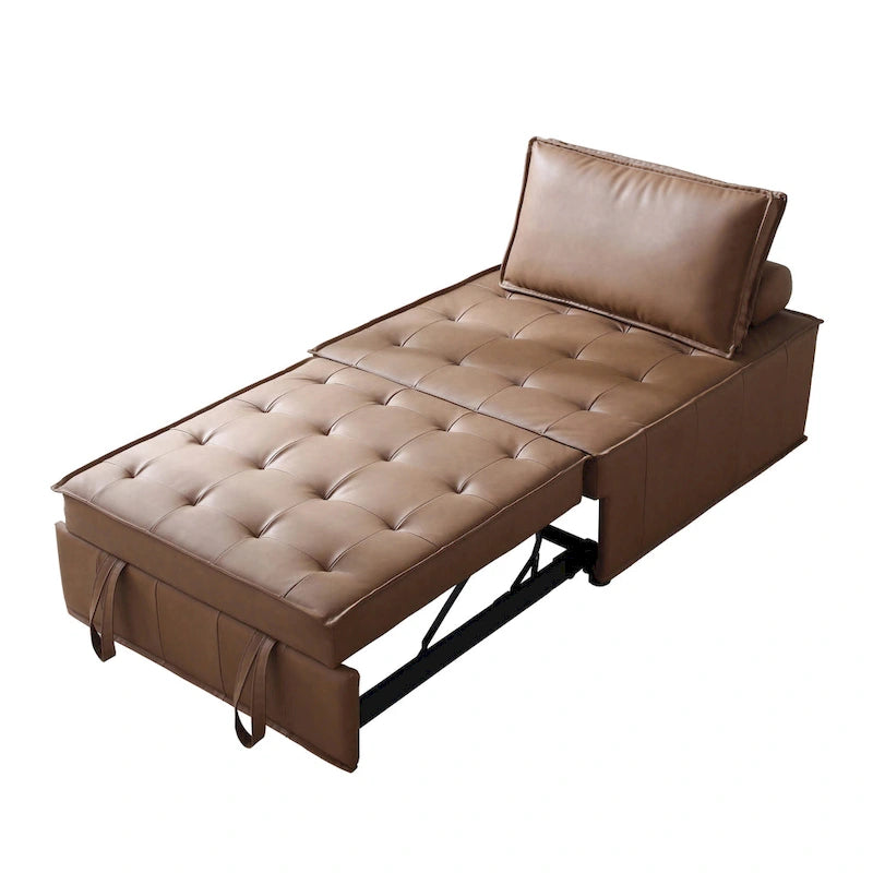 Divano letto estraibile in ecopelle da 39" con schienale regolabile e cuscino