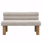 Boucle Fabric Dining Bench - Rubber Wood Legs