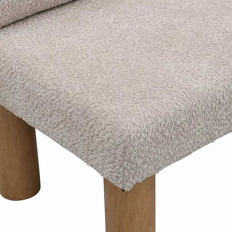 Panca da pranzo in tessuto Bouclé con gambe in legno di gomma