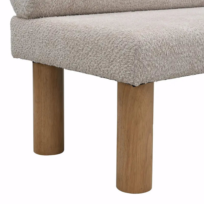 Panca da pranzo in tessuto Bouclé con gambe in legno di gomma