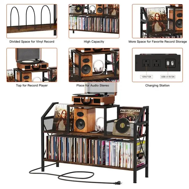 Mobile per giradischi con vano portadischi in vinile