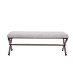 Panca Doppia Imbottita da 122 cm con Sedile in Bouclé e Base in Metallo