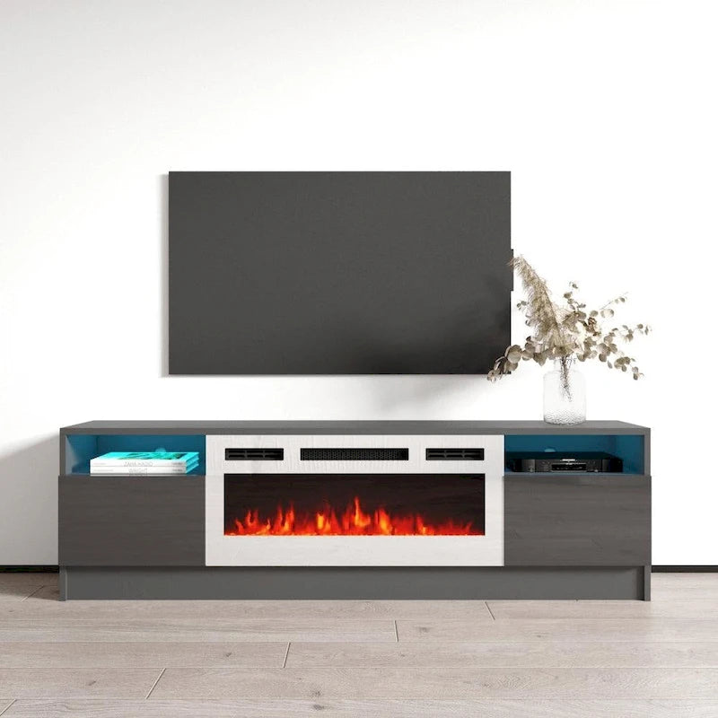 Mobile TV con camino elettrico da 63" e illuminazione a LED