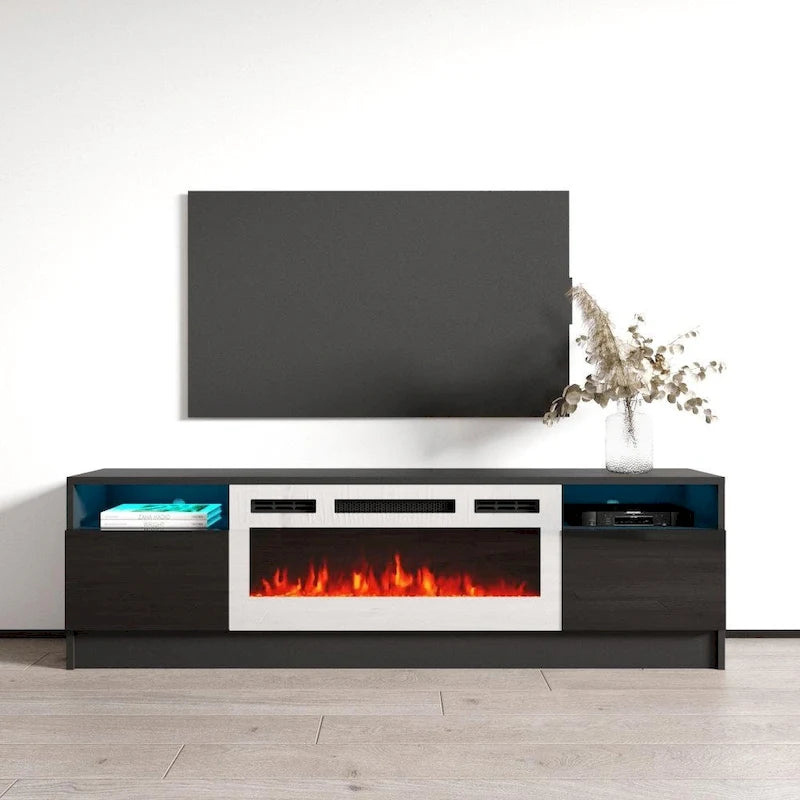 Mobile TV con camino elettrico da 63" e illuminazione a LED
