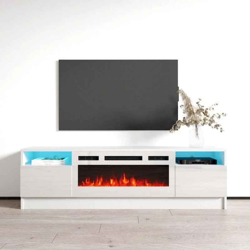 Mobile TV con camino elettrico da 63" e illuminazione a LED