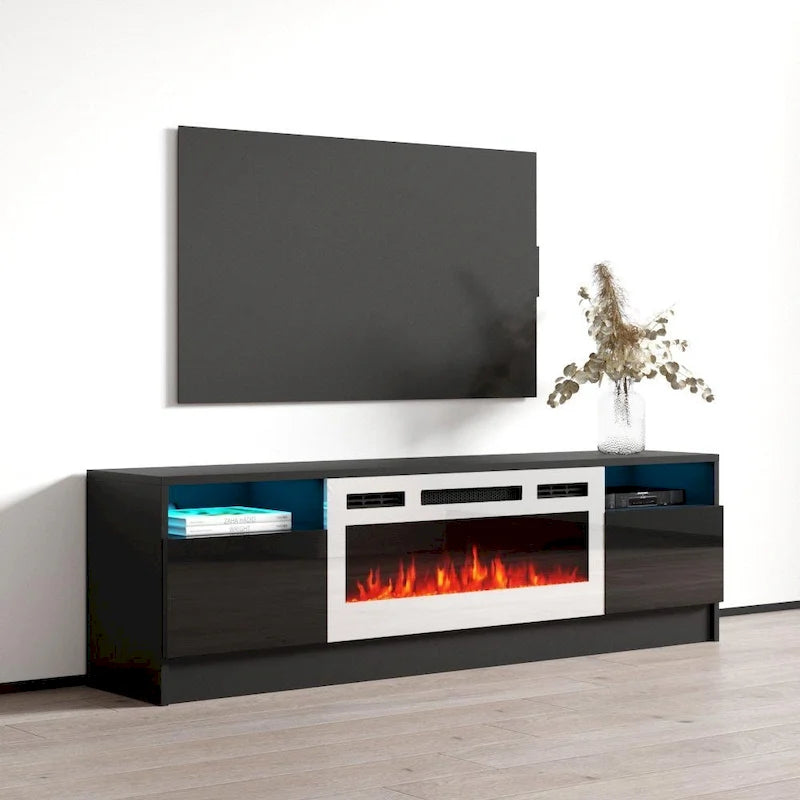 Mobile TV con camino elettrico da 63" e illuminazione a LED