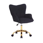 Sedia da Ufficio Girevole in Tessuto Effetto Peluche con Gambe Cromate Dorate