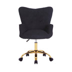 Sedia da Ufficio Girevole in Tessuto Effetto Peluche con Gambe Cromate Dorate