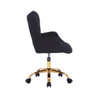 Sedia da Ufficio Girevole in Tessuto Effetto Peluche con Gambe Cromate Dorate