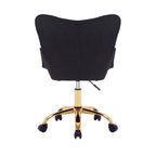 Sedia da Ufficio Girevole in Tessuto Effetto Peluche con Gambe Cromate Dorate