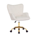 Sedia da Ufficio Girevole in Tessuto Effetto Peluche con Gambe Cromate Dorate