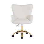 Sedia da Ufficio Girevole in Tessuto Effetto Peluche con Gambe Cromate Dorate