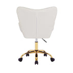 Sedia da Ufficio Girevole in Tessuto Effetto Peluche con Gambe Cromate Dorate
