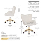 Sedia da Ufficio Girevole in Tessuto Effetto Peluche con Gambe Cromate Dorate
