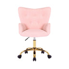 Sedia da Ufficio Girevole in Tessuto Effetto Peluche con Gambe Cromate Dorate