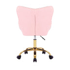 Sedia da Ufficio Girevole in Tessuto Effetto Peluche con Gambe Cromate Dorate