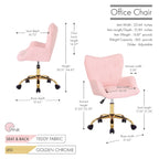 Sedia da Ufficio Girevole in Tessuto Effetto Peluche con Gambe Cromate Dorate