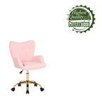 Sedia da Ufficio Girevole in Tessuto Effetto Peluche con Gambe Cromate Dorate