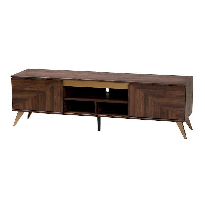 Mobile TV a 2 ante in noce marrone stile Mid-Century Modern