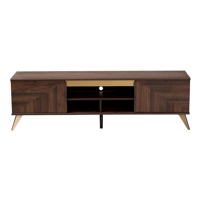 Mobile TV a 2 ante in noce marrone stile Mid-Century Modern