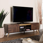 Mobile TV a 2 ante in noce marrone stile Mid-Century Modern
