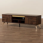 Mobile TV a 2 ante in noce marrone stile Mid-Century Modern