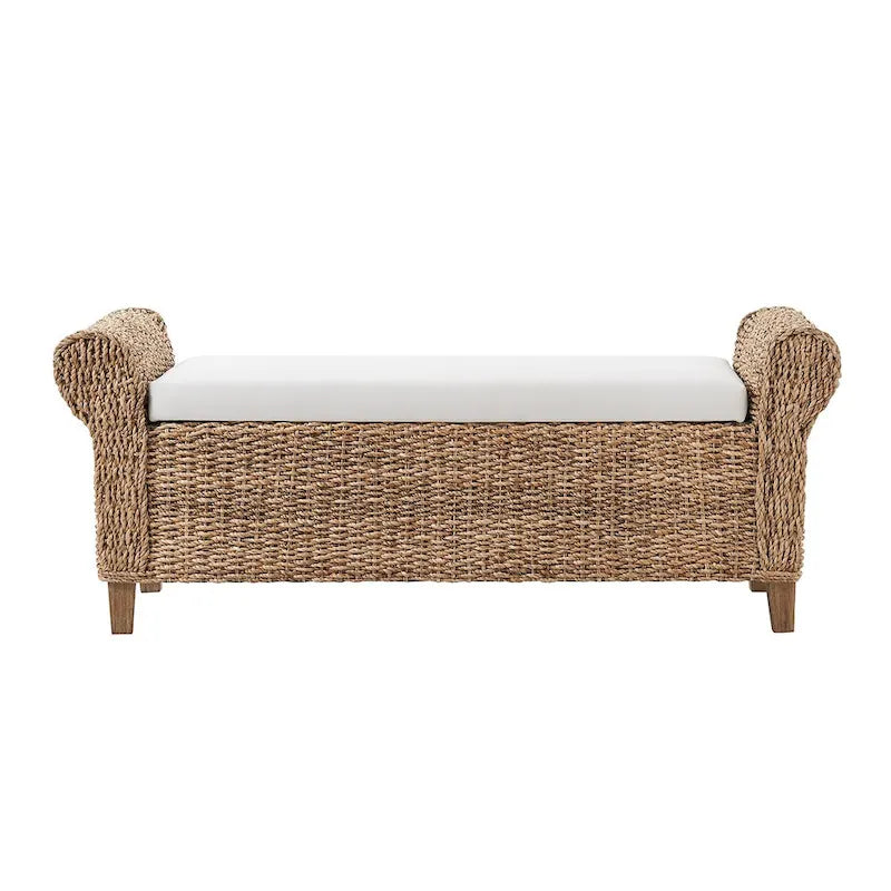 Panca Contenitore Bohemien da Fattoria con Intreccio e Design Intagliati