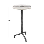 Tavolino portabevande in marmo bianco - 12 L x 23,5 H x 12 P (in)