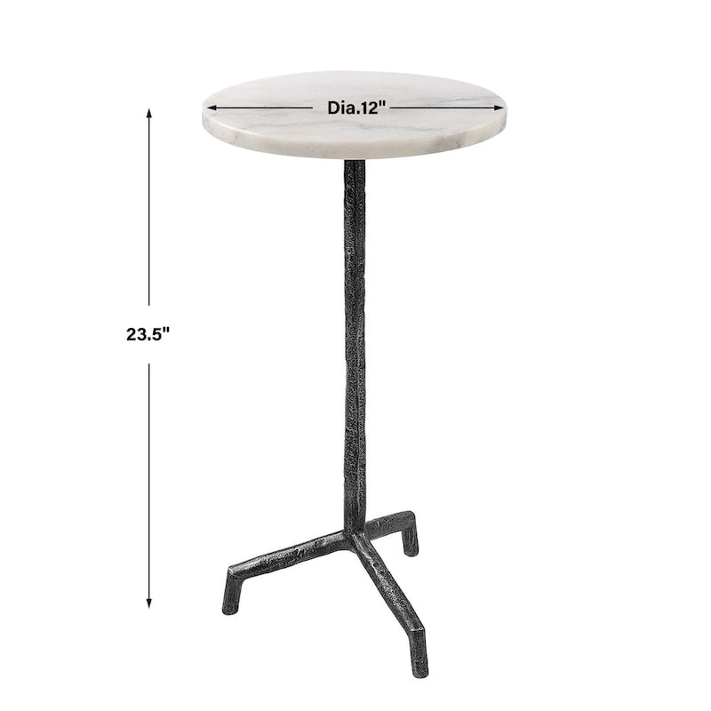 Tavolino portabevande in marmo bianco - 12 L x 23,5 H x 12 P (in)