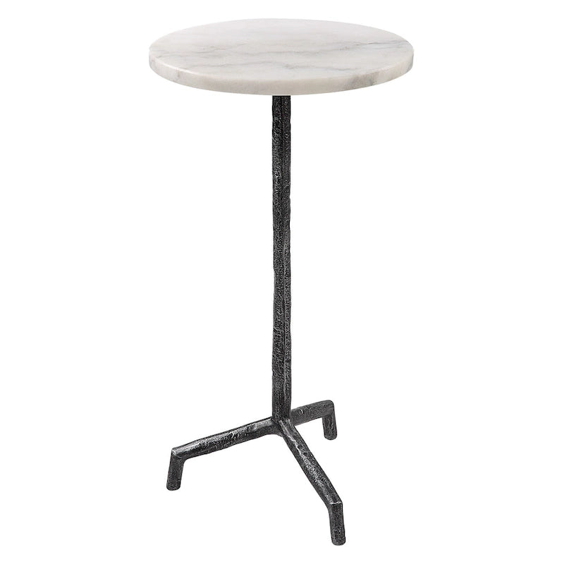 Tavolino portabevande in marmo bianco - 12 L x 23,5 H x 12 P (in)