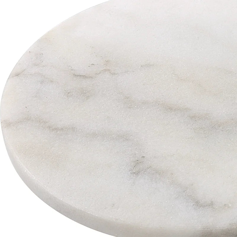Tavolino portabevande in marmo bianco - 12 L x 23,5 H x 12 P (in)
