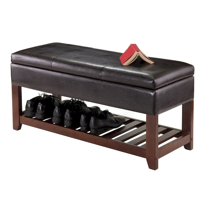 Panca Contenitore con Seduta in Pelle Sintetica - 108L x 40P x 52A cm