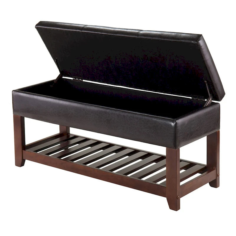 Panca Contenitore con Seduta in Pelle Sintetica - 108L x 40P x 52A cm