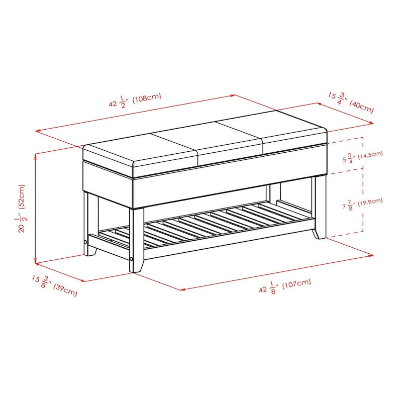 Panca Contenitore con Seduta in Pelle Sintetica - 108L x 40P x 52A cm