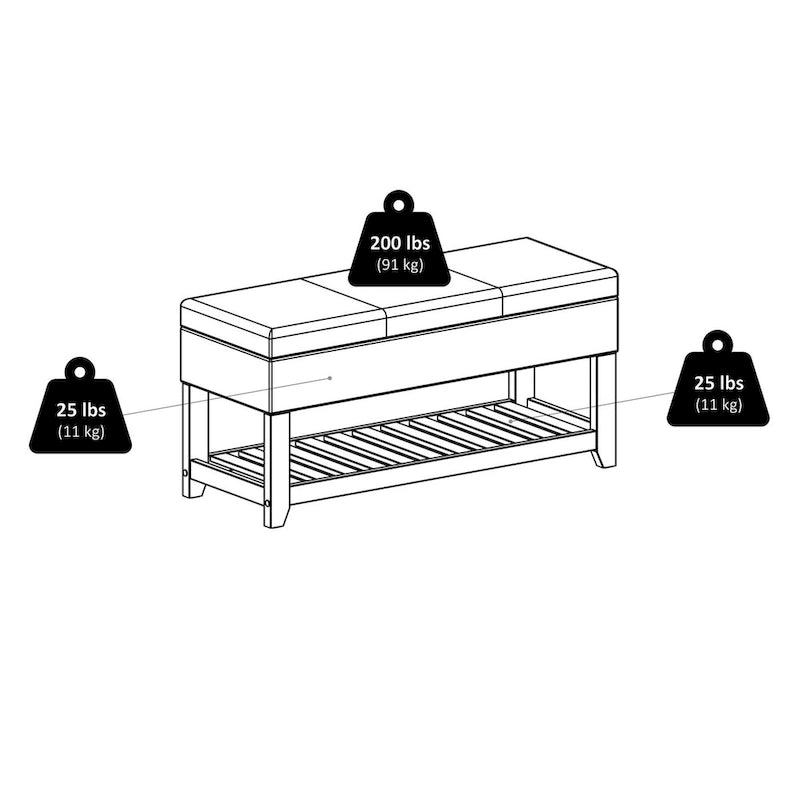 Panca Contenitore con Seduta in Pelle Sintetica - 108L x 40P x 52A cm