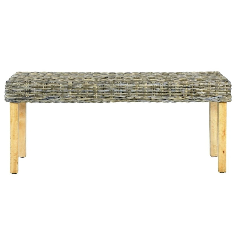 Panca 110 cm in Rattan Kubu Naturale e Legno massello di Mango