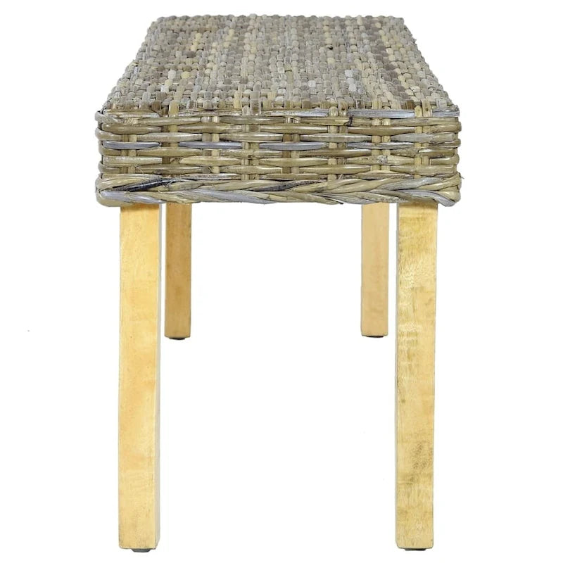 Panca 110 cm in Rattan Kubu Naturale e Legno massello di Mango